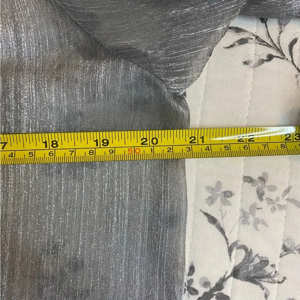 NWT Free People Freya Frost Top Metallic Silver Gray Sheer Long Sleeve Ribbon SP